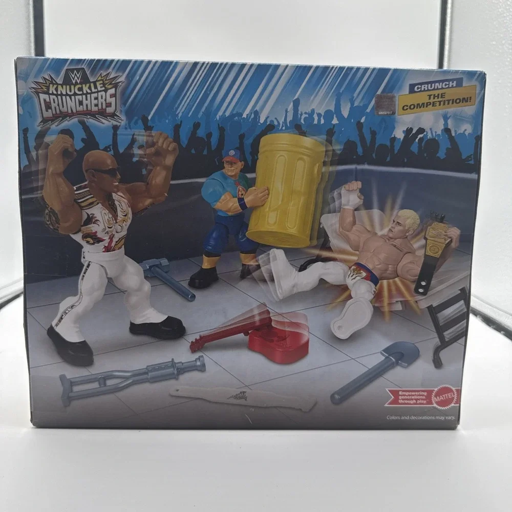 WWE Knuckle Crunchers John Cena, The Rock & Cody Rhodes Action Figure Set‎ NEW